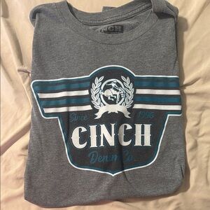 Cinch Charcoal Tee with Blue and White Graphic